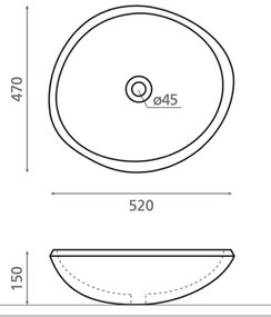 Bathco 00393 - RIO 52x47 cm ráültethető mosdó kő/szürke