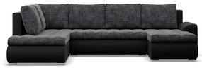 Tokio U sarokkanapé, 3 ágyneműtartóval, fonott + műbőr, baloldali, szürke - fekete