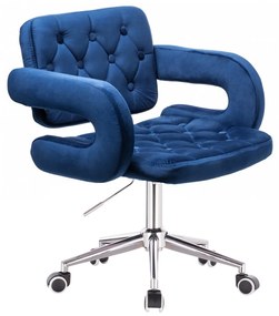 HR8403K Tengerkék modern velúr szék krómozott lábbal
