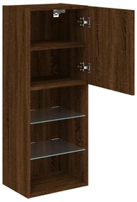 barna tölgyszínű TV-szekrény LED lámpákkal 40,5 x 30 x 102 cm