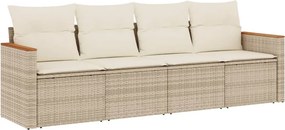 vidaXL 4 részes bézs polyrattan kerti ülőgarnitúra párnákkal