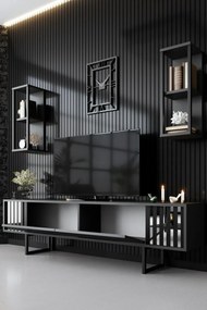 TV-állvány polcokkal Chrome Anthracite and Black