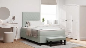 Box Spring Ágy Matraccal és Padjal Világosszürke 120x190 cm Bársony