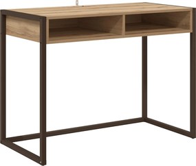 vidaXL Asztal tárolóval Művészi tölgy 100 x 50 x 75 cm Faanyag