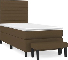 vidaXL sötétbarna szövet rugós ágy matraccal 90 x 190 cm