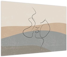 Kép - Line art csók (90x60 cm)