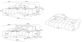 Mustársárga zsenília kinyitható-tárolóhelyes sarokkanapé (jobb oldali-heverő résszel) Everest – Bobochic Paris