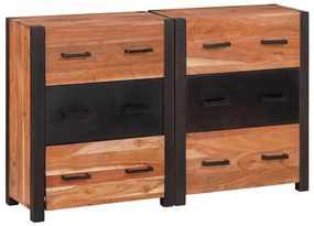 Széf fiókkal 3 pcs Barna 110 x 30 x 75 cm Tömör akácfa