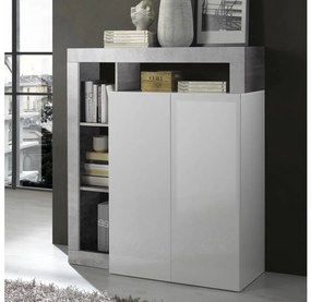 LENOR komód fehér/szürke, betonhatású