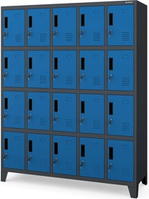 Fémöltözőszekrény ROBERT 1360 x 1720 x 450 mm, antracit és kék
