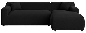 Fekete kordbársony sarokkanapé (jobb oldali-heverő résszel) Martin – Ropez
