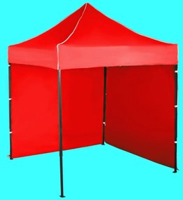 Gyorsan összecsukható sátor 2x2m – acél, Piros, 2 oldalfal