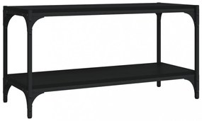 fekete szerelt fa és acél TV-szekrény 80 x 33 x 41 cm