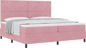 vidaXL Boxrugós ágy matracmal Rózsaszín 200 x 200 cm szövet