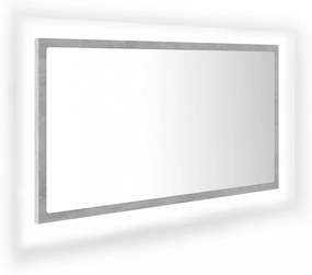 betonszürke akril LED-es fürdőszobatükör 80x8,5x37 cm