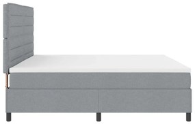 vidaXL Rugós ágy matraccal és LED világítással, világosszürke, 200 x 200 cm-es szövet