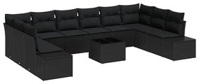 Kerti Kanapé Szett 11 pcs Fekete 344 x 209 x 85 cm Poli rattan