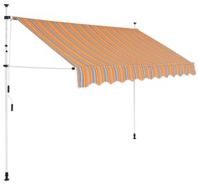 vidaXL kézzel feltekerhető napellenző kék-sárga csíkokkal 250 cm