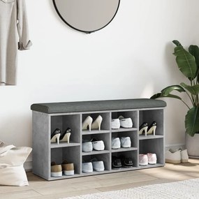 betonszürke szerelt fa cipőtároló pad 102 x 32 x 50 cm