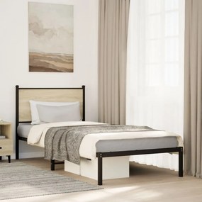 sonoma tölgy színű fém ágykeret matrac nélkül 75 x 190 cm