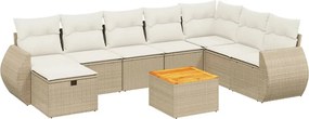 vidaXL 9 részes bézs polyrattan kerti ülőgarnitúra párnákkal