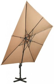 tópszínű dupla tetejű konzolos napernyő 300 x 300 cm