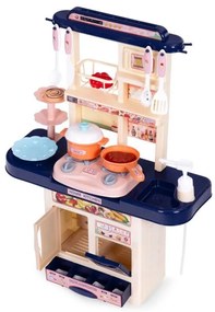 Kompakt gyerekkonyha LED világítással és 10 db tartozékkal - kék