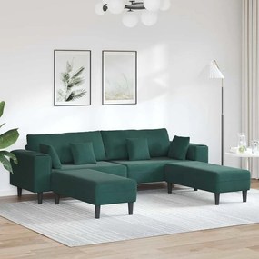 Bársony Kanapé párnával 3 pcs Sötétzöld 208 cm Bársony