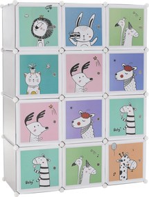 Gyerek moduláris szekrény, szürke/gyerek minta, HAKON