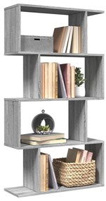 4 szintes szürke sonoma fa elválasztó könyvespolc 70x24x129 cm