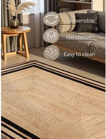 Fekete-natúr színű kétoldalas-kézi szövésű juta szőnyeg 120x170 cm Jutta – Hanse Home