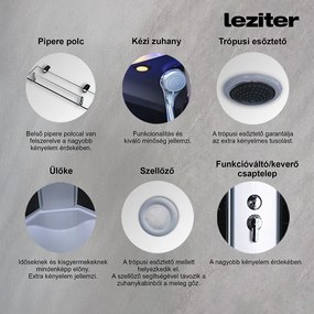 Vital mélytálcás hidromasszázs zuhanykabin, 80x80 cm-es méretben