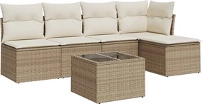 vidaXL 6 részes bézs polyrattan kerti ülőgarnitúra párnával