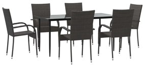 vidaXL 7 részes barna polyrattan kerti étkezőgarnitúra