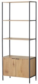 Intenso Home 5 szintes könyvespolc ajtóval 68 x 176cm (Aranytölgy) | Univerzális tároló állvány fém lábakkal