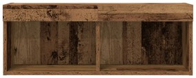 LED-es világítással ellátott TV faliszekrény, régi fa, 80x30x30 cm