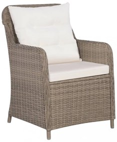 2 db barna polyrattan kültéri szék párnával