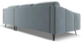 Világoskék bársony sarokkanapé (jobb oldali) Nalu – Makamii