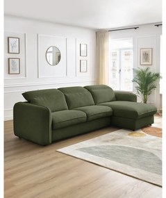 Zöld kinyitható sarokkanapé (variálható) Achille – Bobochic Paris