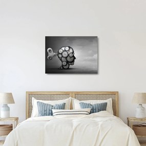 Művészi kép egy fej órával (üvegen) (70x50 cm)