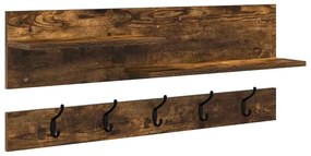 Fali Kabáthorog polcokkal Füstölt tölgy 90 x 15 x 36 cm Faanyag