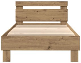 LED világítással ellátott ágykeret, Kézműves tölgy 75x190 cm, Mérnöki fa
