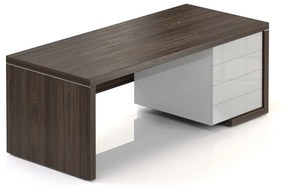 Lineart asztal 200 x 85 cm + jobb konténer, bodza sötét / fehér