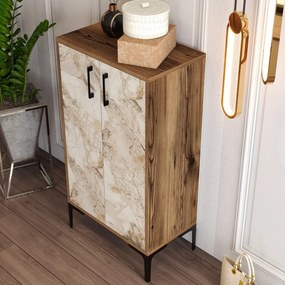 Prag - Walnut, White Marble