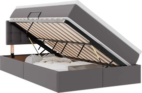 vidaXL Ágy tárolóval és matraccal matracmal Szürke 120 x 190 cm Műbőr