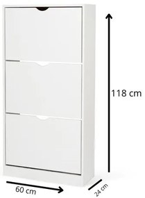 Pramino 3 Lenyíló Ajtós Cipősszekrény Fehér N