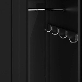 Pléh öltözőszekrény talpazaton, négymodulos, polcokkal KACPER II, 600 x 1800 x 500 mm, fekete