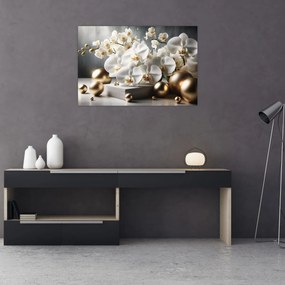 Kép - Orchidea és aranygolyók (90x60 cm)