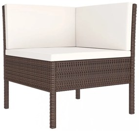 vidaXL 8 részes barna polyrattan kerti bútorszett párnákkal