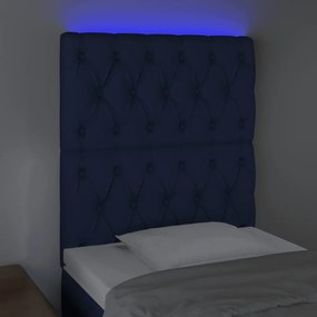 kék szövet LED-es fejtámla 80x7x118/128 cm